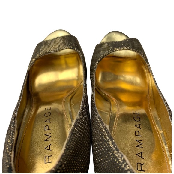 Rampage women's black and gold peep toe heels, 7.5 - Picture 5 of 13